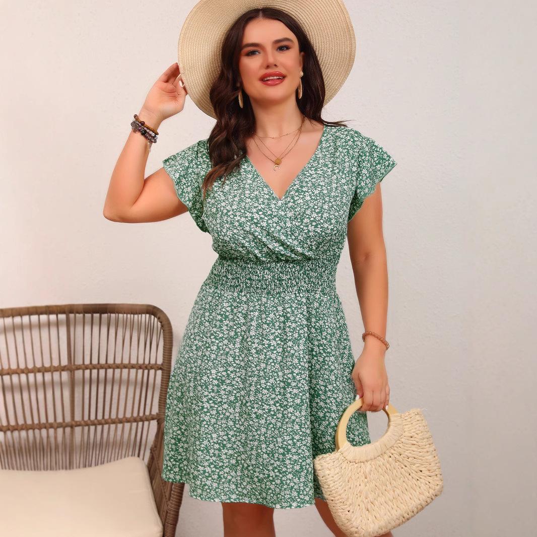 Плюс Размер Женская мода Новое Короткий рукав V-образный вырез Талия Цветочное платье 4XL светло-зеленый
Плюс Размер Женская мода Новое Короткий рукав V-образный вырез Талия Цветочное платье 4XL светло-зеленый