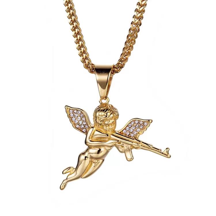 Avenging Angel Ak-47 Submachine Gun Pendant Inlaid Iced Out Crystal Zircon Necklace Men s Hip Hop Rock Trend Cool Jewelry Gift
Avenging Angel Ak-47 Submachine Gun Pendant Inlaid Iced Out Crystal Zircon Necklace Men s Hip Hop Rock Trend Cool Jewelry Gift