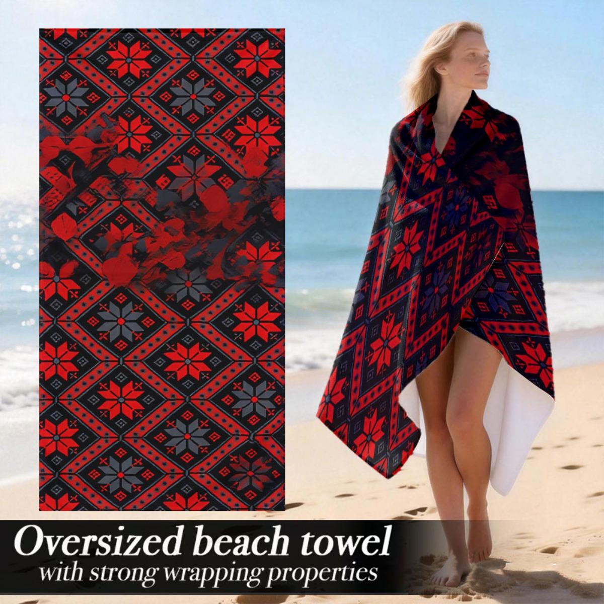 Red Geometric Pattern Oversized Beach Towel – Plush & Absorbent, Bold Tribal Design, Perfect for Pool & Beach Use W30*H60(CM)
Red Geometric Pattern Oversized Beach Towel – Plush & Absorbent, Bold Tribal Design, Perfect for Pool & Beach Use W30*H60(CM)