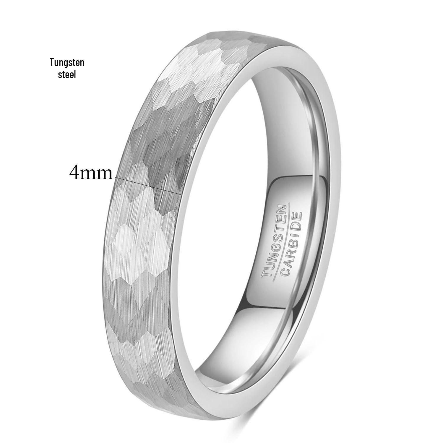 4MM Faceted Tungsten Steel Ring with Retro Fish Scale Hammered Texture Size 7
4MM Faceted Tungsten Steel Ring with Retro Fish Scale Hammered Texture Size 7