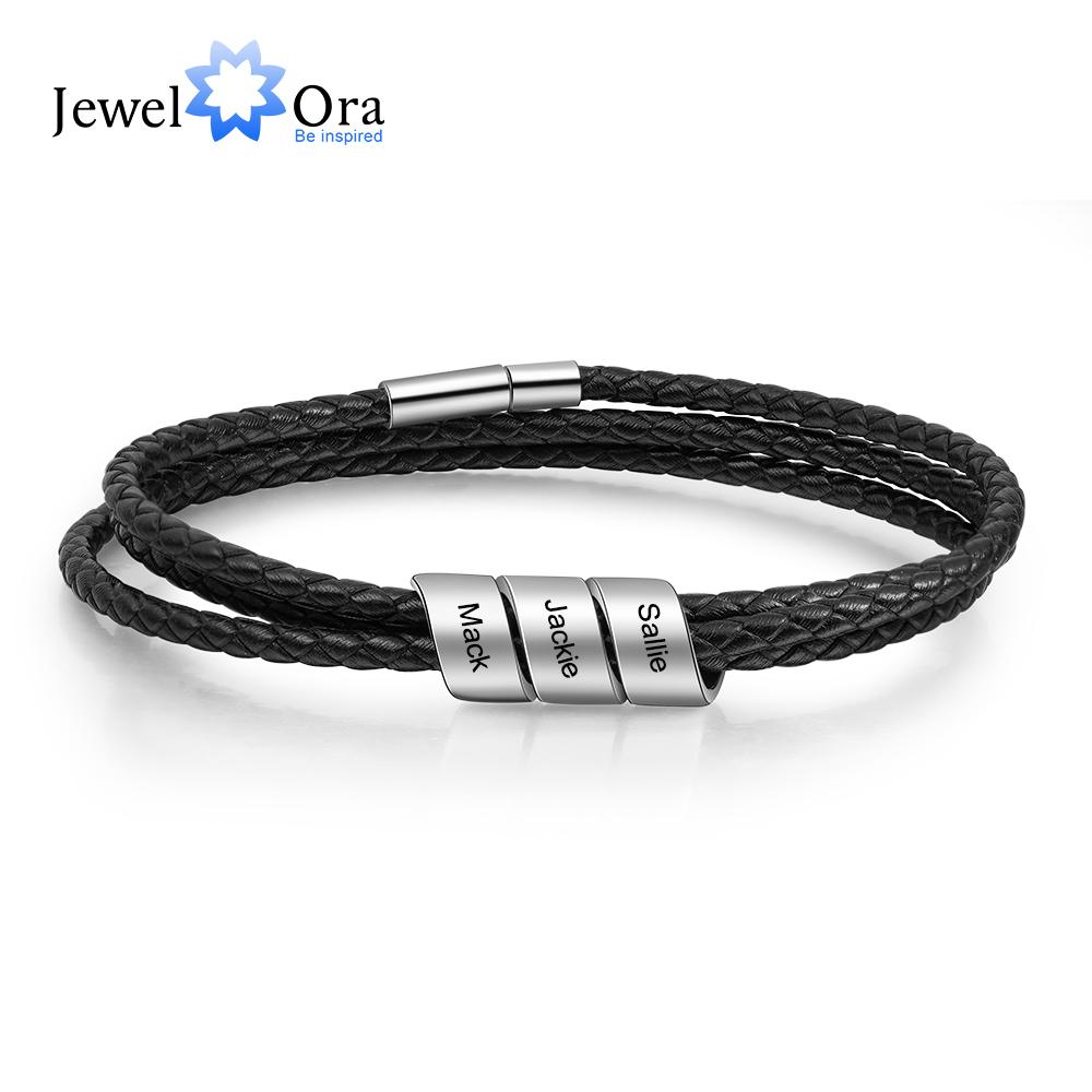 JewelOra персонализированные браслеты с 3 именами и гравировкой для мужчин, винтажные черные кожаные браслеты по индивидуальному заказу и браслеты для отцов
JewelOra персонализированные браслеты с 3 именами и гравировкой для мужчин, винтажные черные кожаные браслеты по индивидуальному заказу и браслеты для отцов