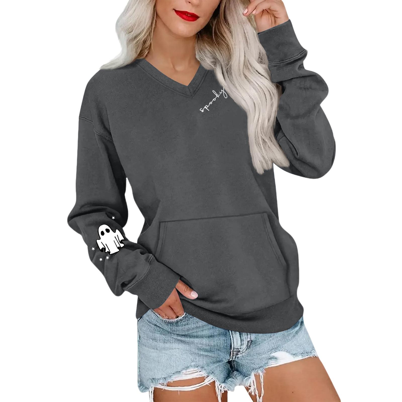 Женская повседневная модная толстовка с V-образным вырезом и длинными рукавами с принтом на Хэллоуин, легкий пуловер с капюшоном и карманами M
Женская повседневная модная толстовка с V-образным вырезом и длинными рукавами с принтом на Хэллоуин, легкий пуловер с капюшоном и карманами M