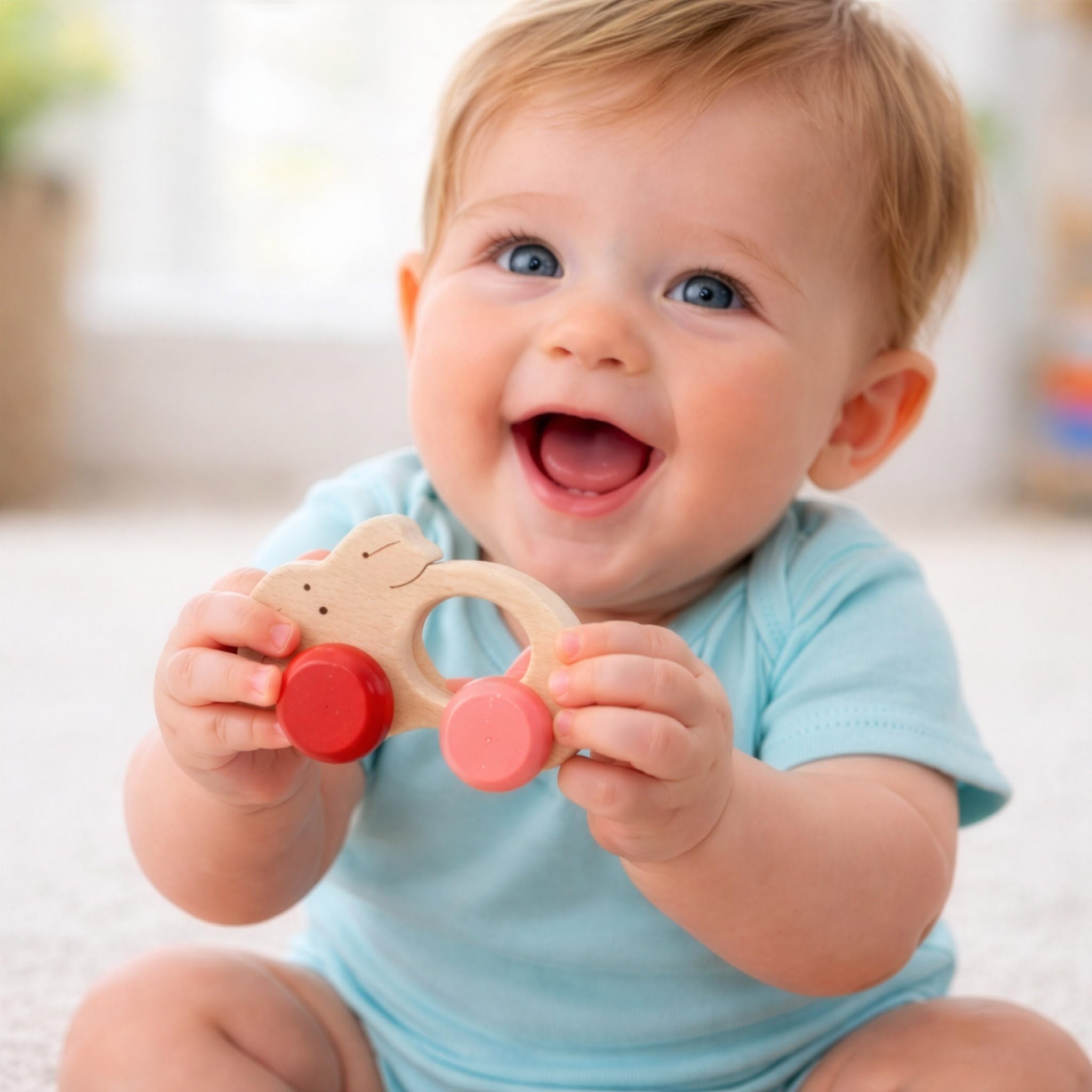 A rabbit-shaped car with a smooth, pleasant texture (baby-friendly wooden toy). Award-winning Japanese Good Toy toy. Teether, pacifier, rattle,
A rabbit-shaped car with a smooth, pleasant texture (baby-friendly wooden toy). Award-winning Japanese Good Toy toy. Teether, pacifier, rattle,