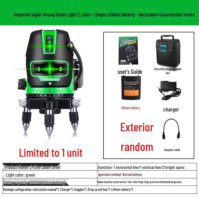 Infrared Dual-Line Green & Blue Laser Level: 2-Line & 5-Line Automatic Leveling Projector
Infrared Dual-Line Green & Blue Laser Level: 2-Line & 5-Line Automatic Leveling Projector