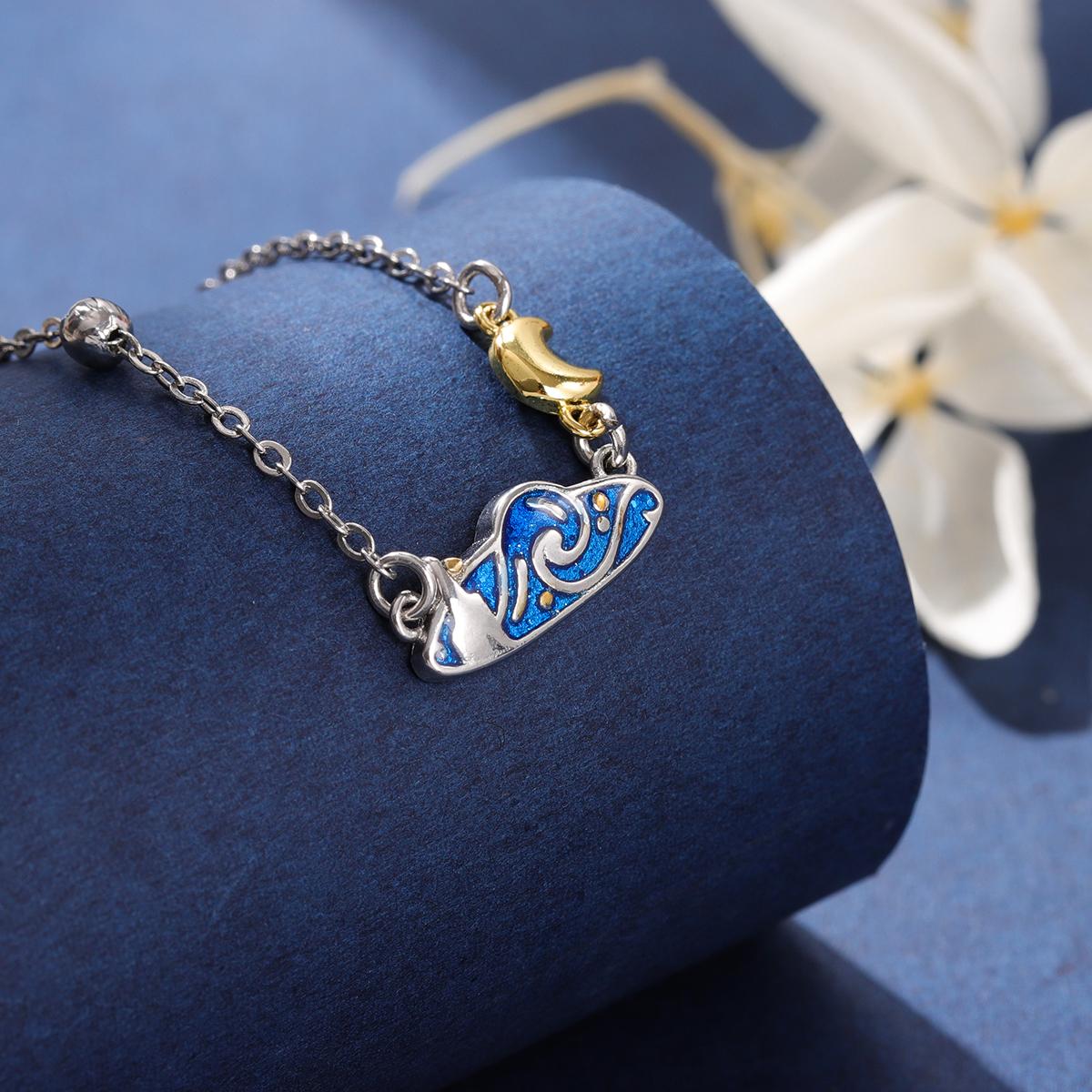 New Creative Van Gogh Star Personality 925 Sterling Silver Blue Epoxy Gold Color Moon Cloud Clavicle Chain Necklaces XL124 серебряный
New Creative Van Gogh Star Personality 925 Sterling Silver Blue Epoxy Gold Color Moon Cloud Clavicle Chain Necklaces XL124 серебряный