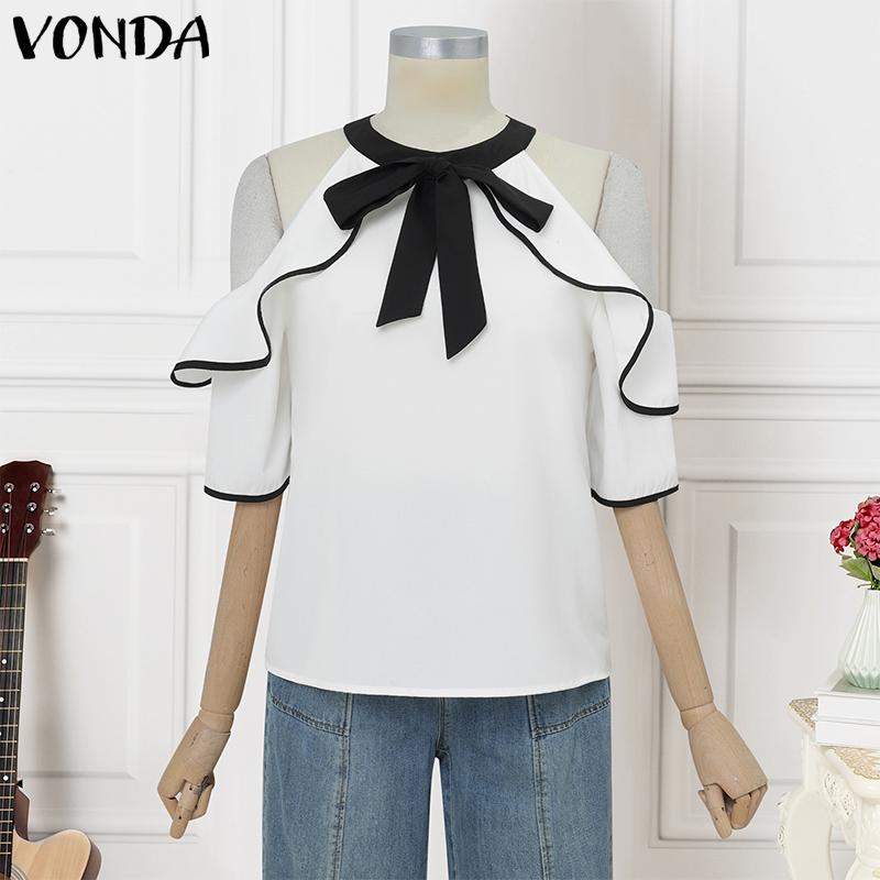 VONDA Women Cold Shoulder Ruffled Sleeve Bow Knot Casual Stitching Blouse L білий
VONDA Women Cold Shoulder Ruffled Sleeve Bow Knot Casual Stitching Blouse L білий