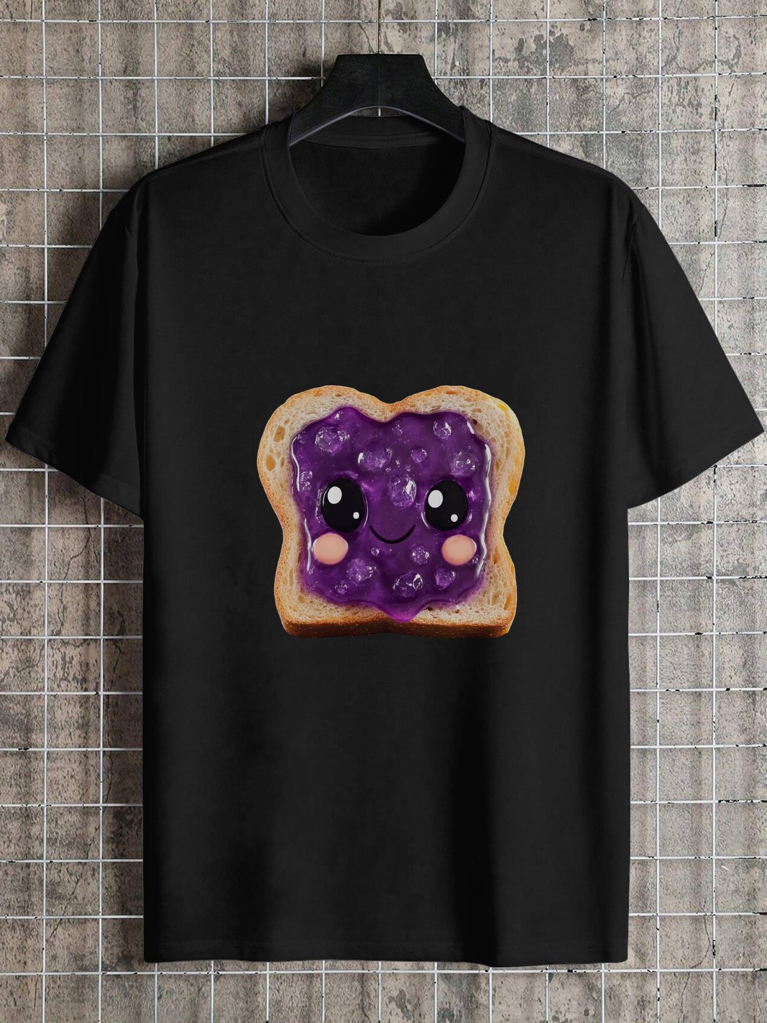 1pc Casual Black T-shirt with Playful Jelly Face & Toast Slice Graphic - 180g Cotton Crew Neck Short Sleeve Tee S
1pc Casual Black T-shirt with Playful Jelly Face & Toast Slice Graphic - 180g Cotton Crew Neck Short Sleeve Tee S