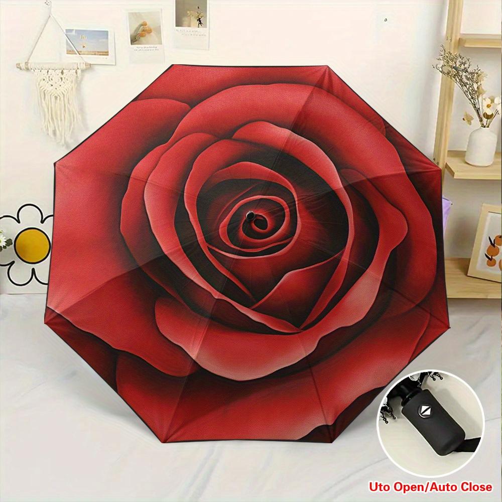 1pc Luxury Automatic Open/Close Folding Umbrella with Elegant Red Rose Spiral Print - Compact 8-Rib Parasol, Automatic Open/Cl (as the picture,Iron&8K)
1pc Luxury Automatic Open/Close Folding Umbrella with Elegant Red Rose Spiral Print - Compact 8-Rib Parasol, Automatic Open/Cl (as the picture,Iron&8K)