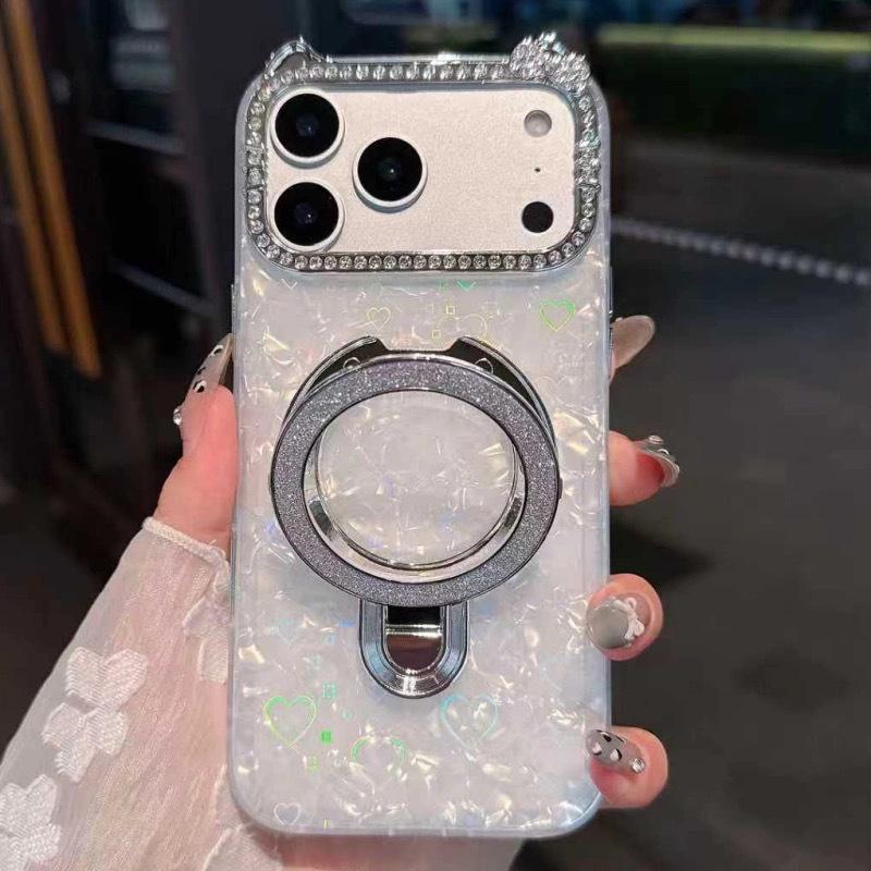 Heart Shell Cat Ear Pattern iPhone Case for Model 17 Pro Max, 16, 15, 12, Stand Included iPhone 13
Heart Shell Cat Ear Pattern iPhone Case for Model 17 Pro Max, 16, 15, 12, Stand Included iPhone 13