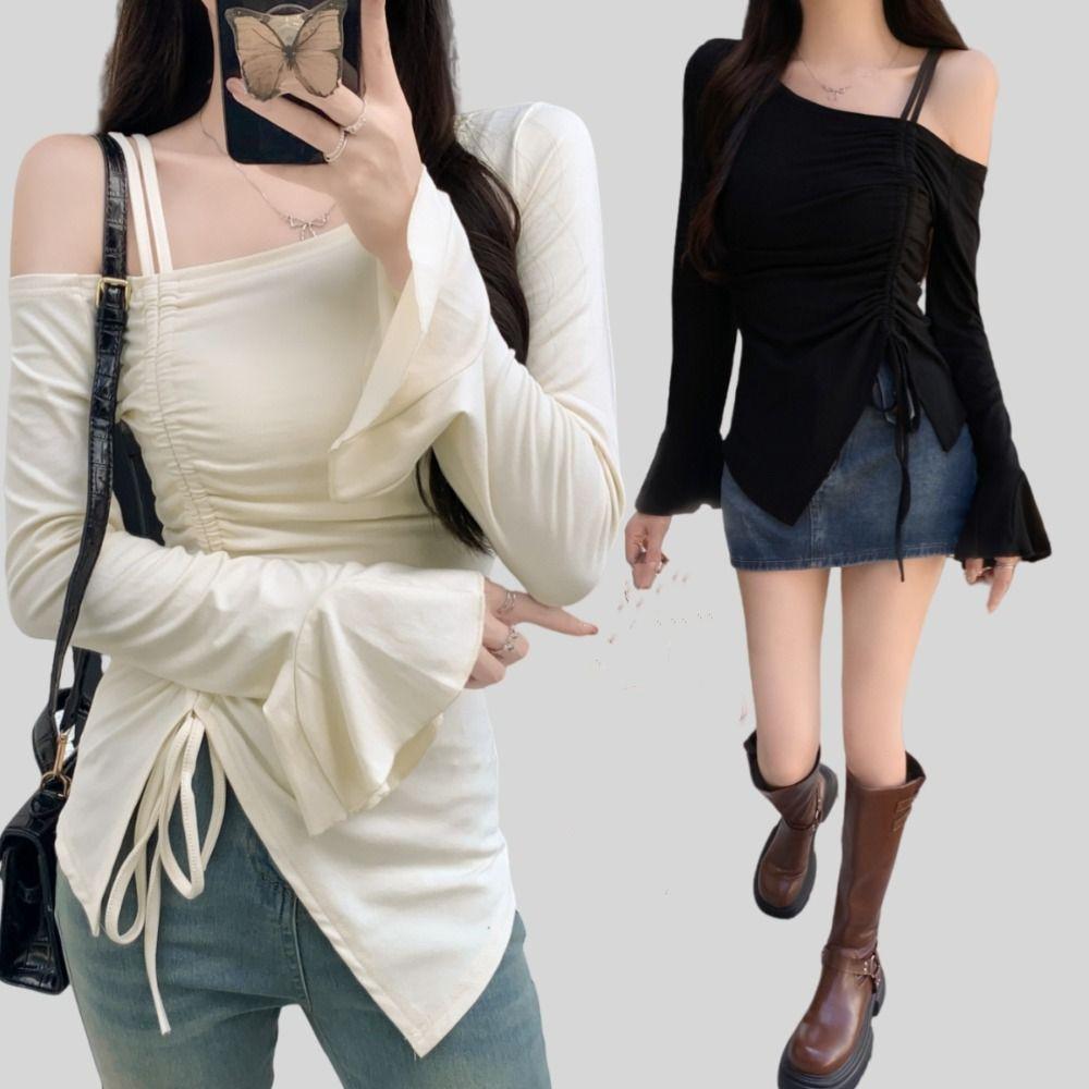 Drawstring Off Shoulder Top Sweet Slanted Shoulder Top Fashion Irregular T Shirt Autumn XL чёрный
Drawstring Off Shoulder Top Sweet Slanted Shoulder Top Fashion Irregular T Shirt Autumn XL чёрный