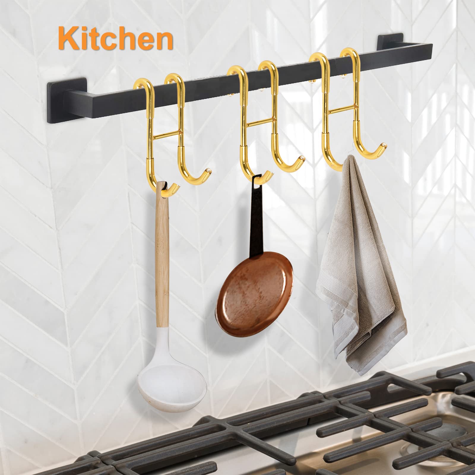 Drill Free S Shape Dual Hook Space Saving Stainless Steel Hanger for Bathroom Kitchen Gold
Drill Free S Shape Dual Hook Space Saving Stainless Steel Hanger for Bathroom Kitchen Gold
