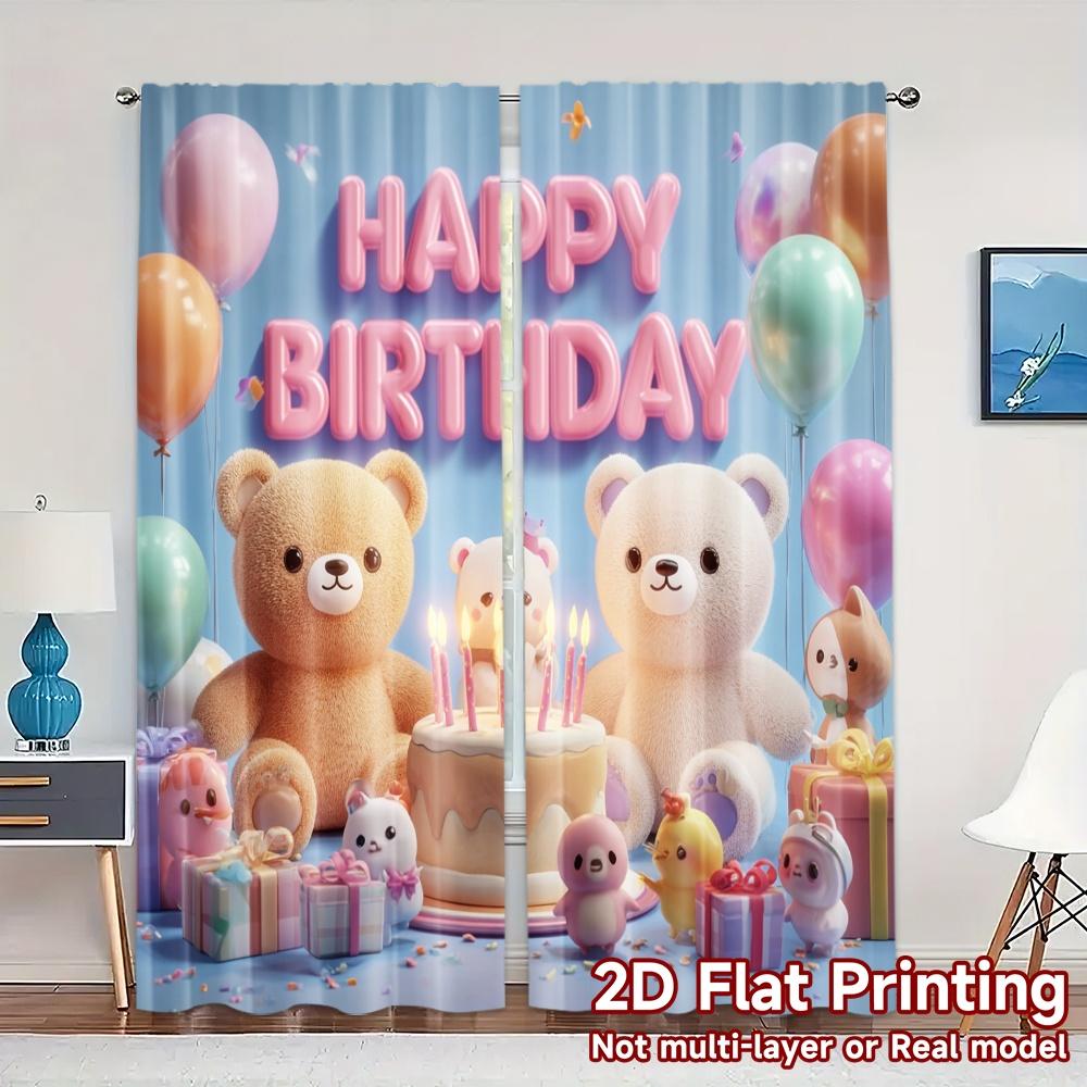 Set Of 2 Flat Printing Curtains Without Rod Birthday Bears Chic Polyester Easy Install Contemporary Made W100*H70(CM)-Grommet top&1PCS
Set Of 2 Flat Printing Curtains Without Rod Birthday Bears Chic Polyester Easy Install Contemporary Made W100*H70(CM)-Grommet top&1PCS