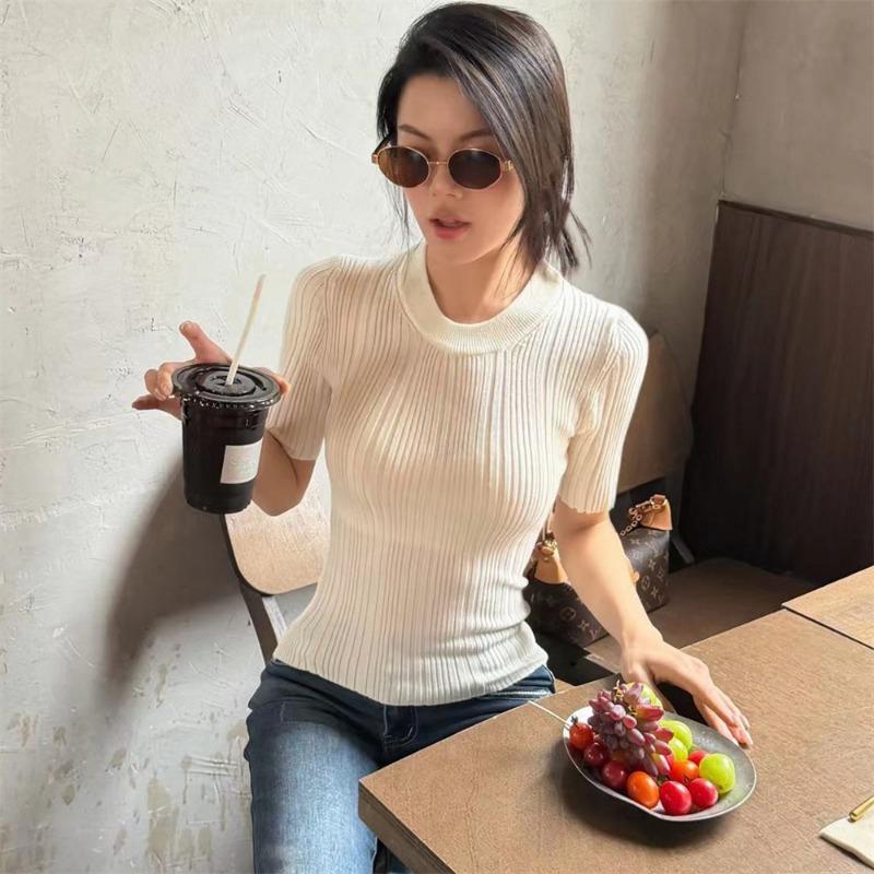 Fashion Short Sleeve Crew Neck Knitted Blouse Women Summer Ribbed Knit T-Shirt Slim Fit Hot Girl Top Streetwear Casual Basic Tee One size бежевий
Fashion Short Sleeve Crew Neck Knitted Blouse Women Summer Ribbed Knit T-Shirt Slim Fit Hot Girl Top Streetwear Casual Basic Tee One size бежевий