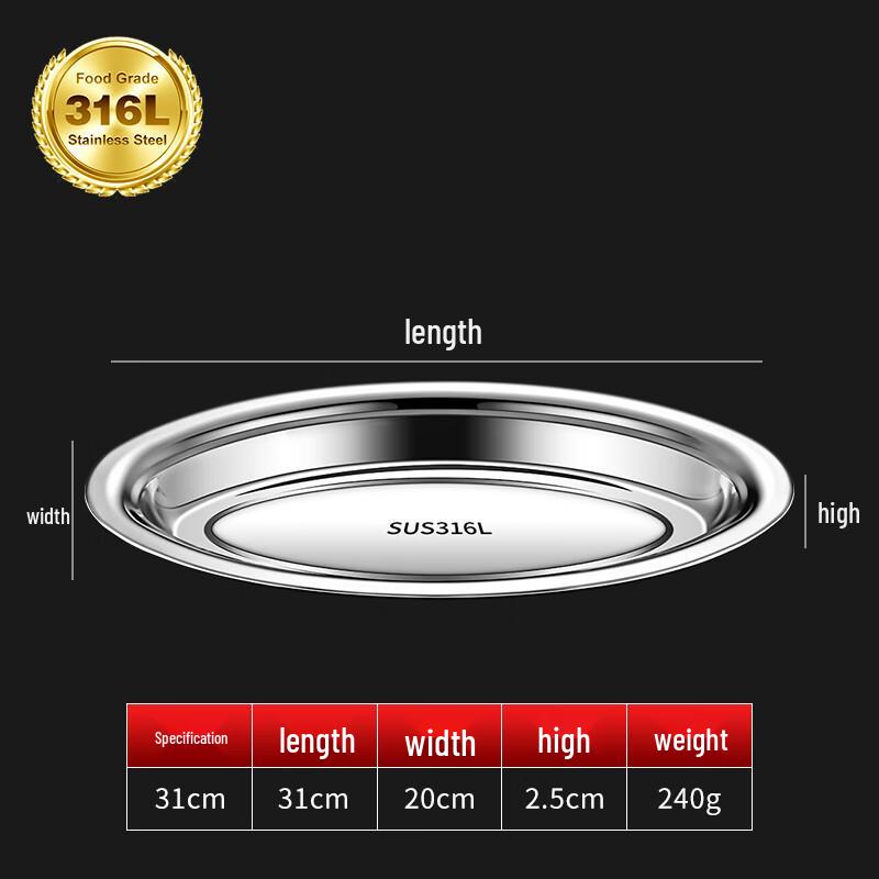 TaoZhi 316 Stainless Steel Oval Fish Steaming Plate (5-Pack)
TaoZhi 316 Stainless Steel Oval Fish Steaming Plate (5-Pack)