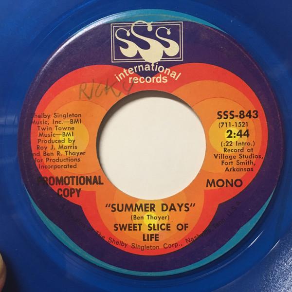 7inch Record SWEET SLICE OF LIFE - Summer Days SSS843 SSS Internation 1971 US Soul/Funk Used
7inch Record SWEET SLICE OF LIFE - Summer Days SSS843 SSS Internation 1971 US Soul/Funk Used