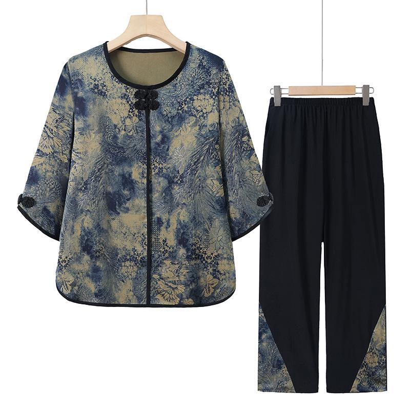 Grandma s Plus Size Summer Outfit: Loose Seven-Sleeve Pullover & Nine-Point Pants Set XL for 45-53kg синій
Grandma s Plus Size Summer Outfit: Loose Seven-Sleeve Pullover & Nine-Point Pants Set XL for 45-53kg синій