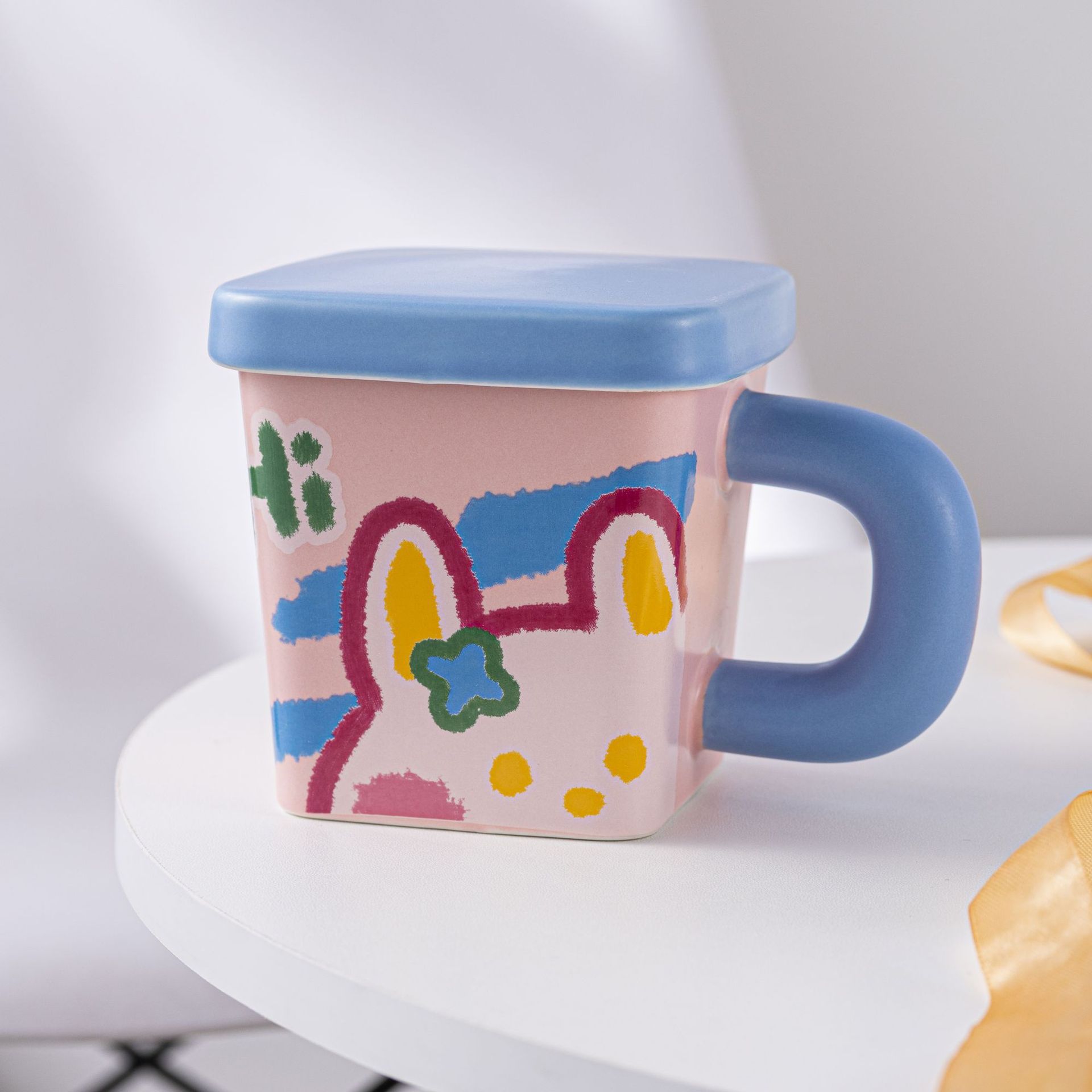 Dopamine Cartoon Ceramic Cup Ins Style High Value Girl Coffee Cup Student Water Cup Creative Square Cup with Lid 470m l
Dopamine Cartoon Ceramic Cup Ins Style High Value Girl Coffee Cup Student Water Cup Creative Square Cup with Lid 470m l