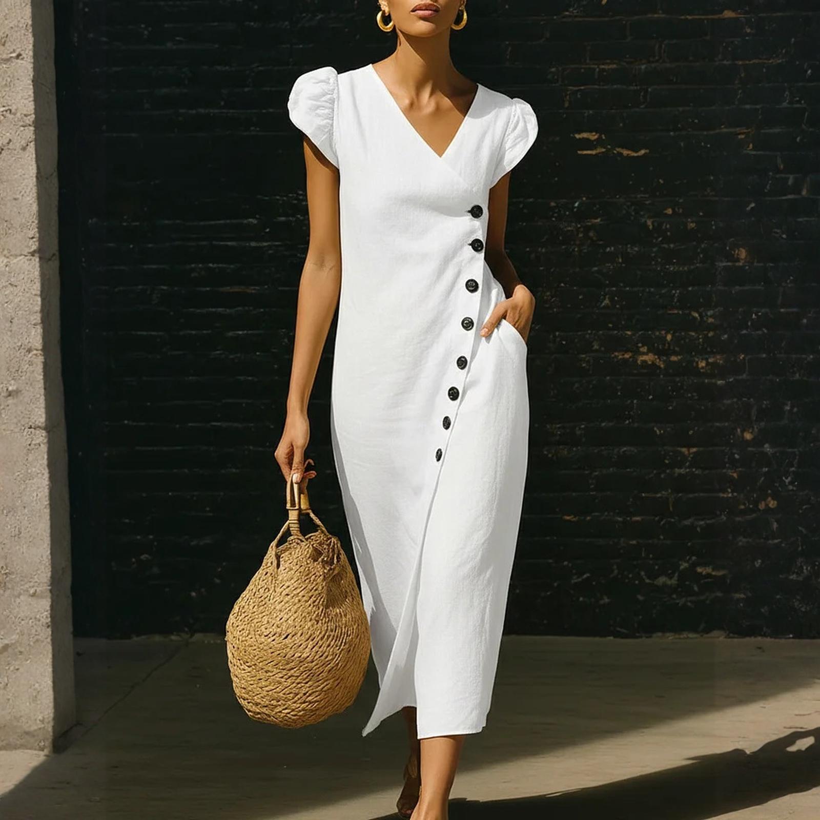 Women s Casual Fashion Button V-Neck Dress S білий
Women s Casual Fashion Button V-Neck Dress S білий