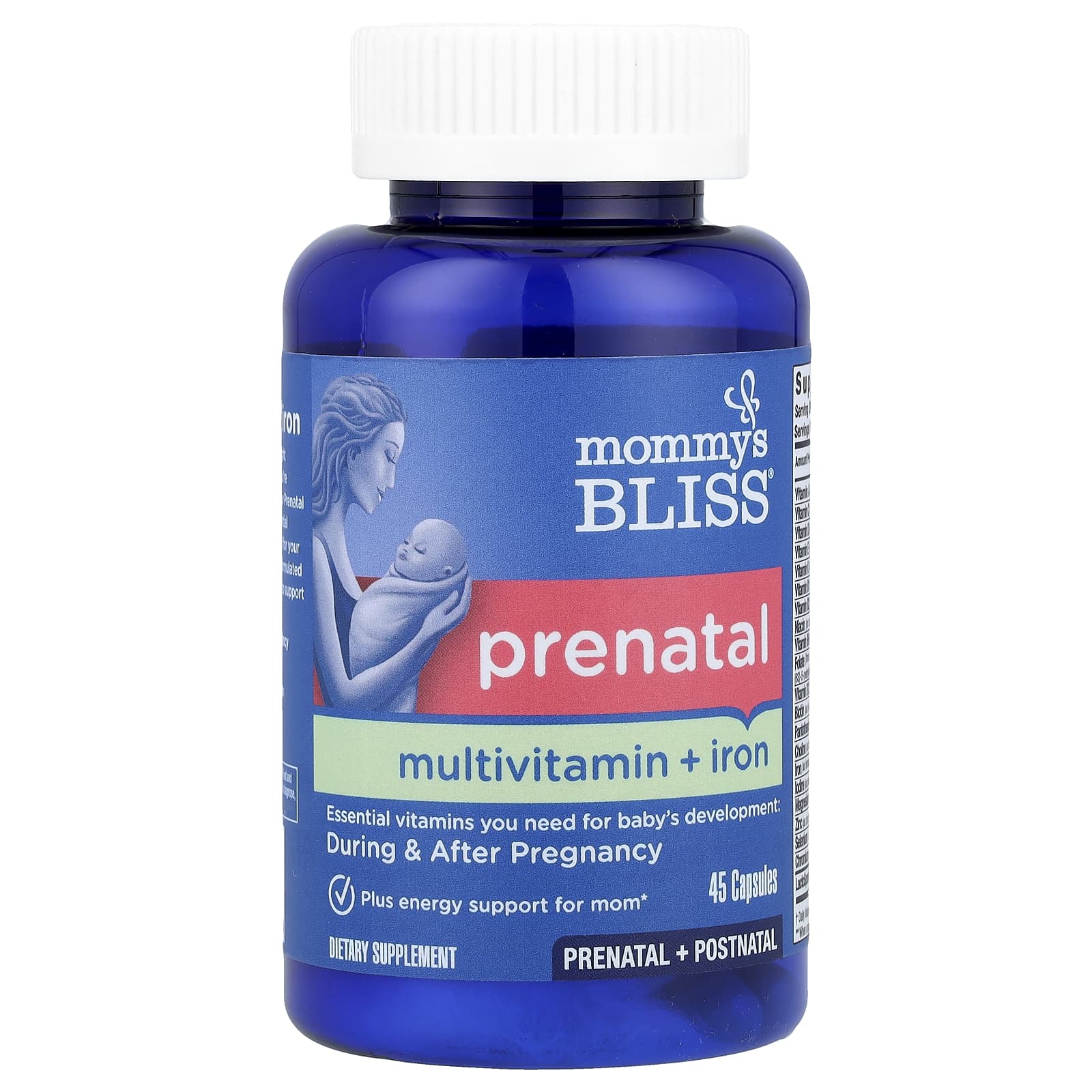 Mommy S Bliss, Prenatal Multivitamin + Iron, 45 Capsules
Mommy S Bliss, Prenatal Multivitamin + Iron, 45 Capsules
