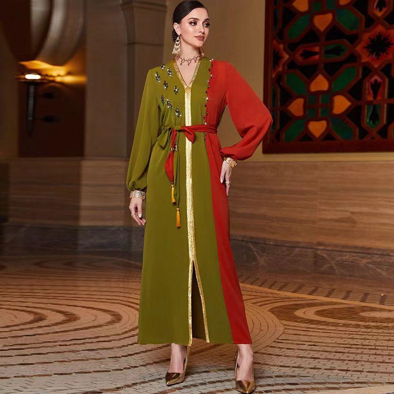 Fashion New Arrival Fashion Army Green Splicing Orange Red V-neck Lace-up Dress Contrast V-neck Dress Army Green and Orange Red 2XL
Fashion New Arrival Fashion Army Green Splicing Orange Red V-neck Lace-up Dress Contrast V-neck Dress Army Green and Orange Red 2XL