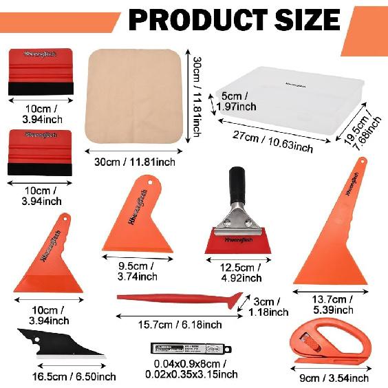 XhuangTech 15-Piece Car Tint & Vinyl Wrap Tool Kit - Complete Orange Red Window Tinting Tools with Storage Case, Gloves, Squeegees & Scrapers for
XhuangTech 15-Piece Car Tint & Vinyl Wrap Tool Kit - Complete Orange Red Window Tinting Tools with Storage Case, Gloves, Squeegees & Scrapers for
