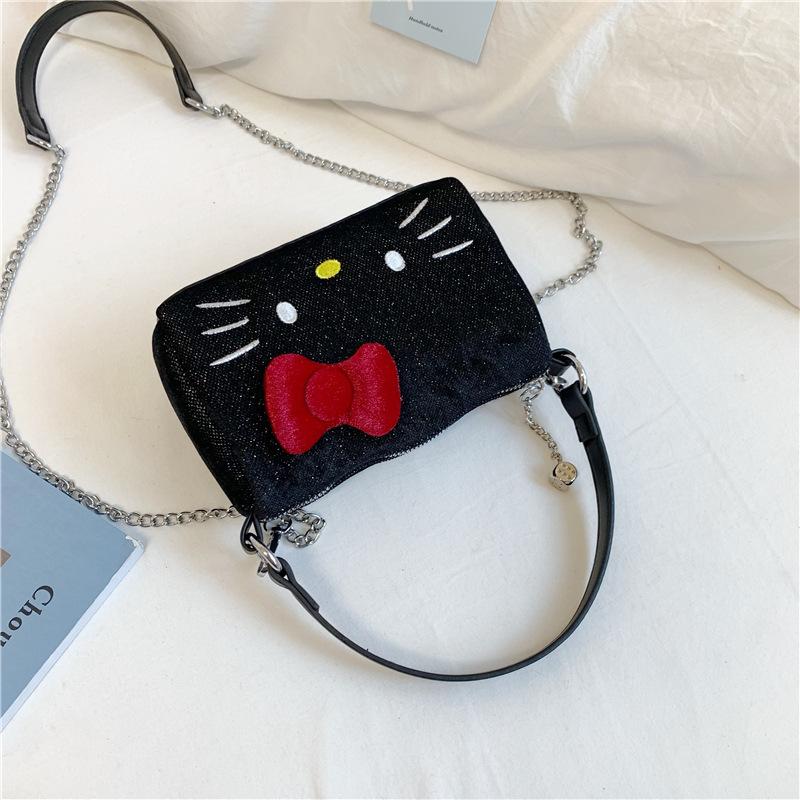 New Black Embroidered Kitty Glitter Handbag Underarm Fashion Kitty Chain Crossbody Bag Single Shoulder чёрный
New Black Embroidered Kitty Glitter Handbag Underarm Fashion Kitty Chain Crossbody Bag Single Shoulder чёрный