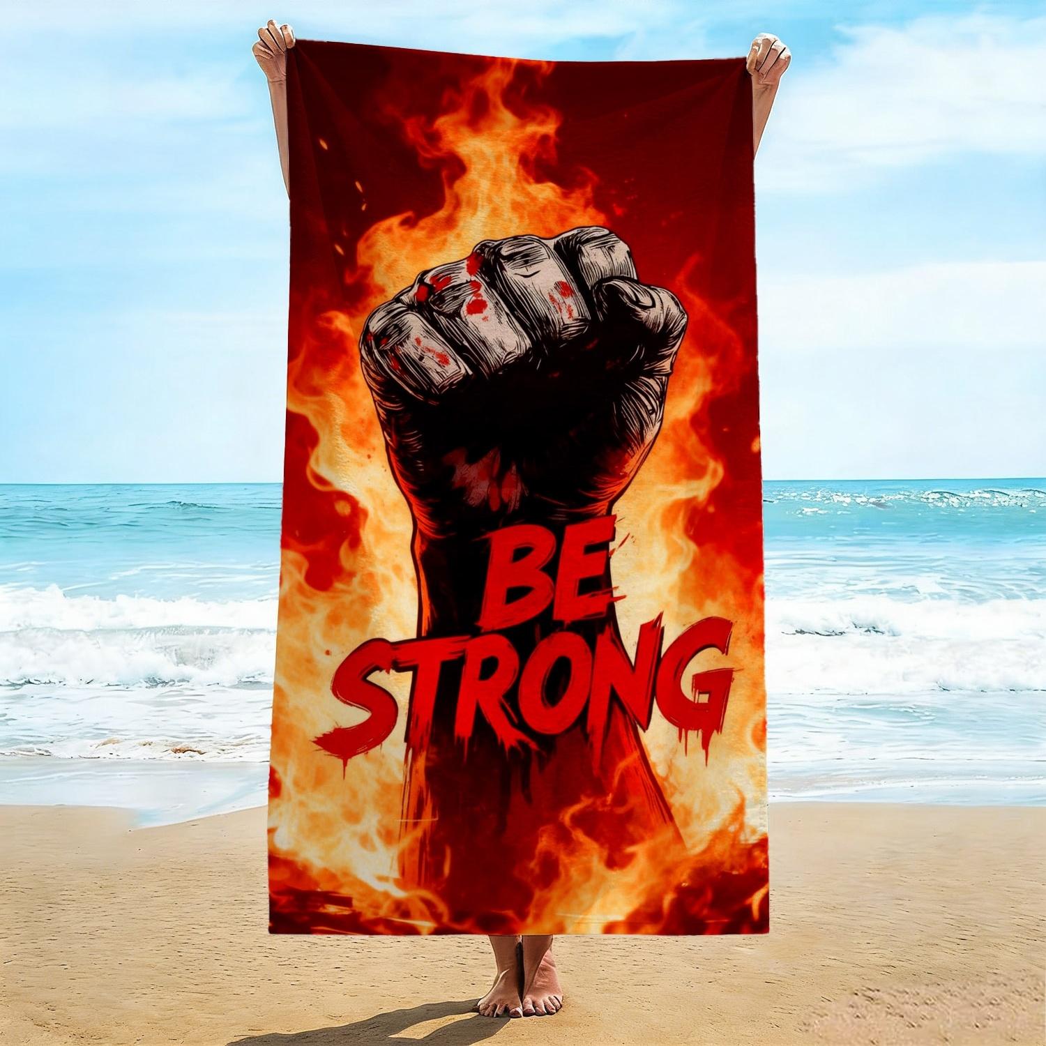 Bold Red Flame Beach Towel, Fiery Fist with Be Strong Slogan Print Bath Towel, Powerful Motivational Summer Beach Blanket 1pcs W30*H60(CM)
Bold Red Flame Beach Towel, Fiery Fist with Be Strong Slogan Print Bath Towel, Powerful Motivational Summer Beach Blanket 1pcs W30*H60(CM)