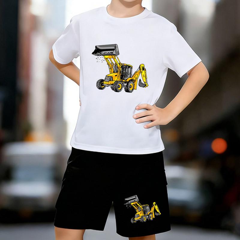 Boys 2 Piece Excavator and bulldozer printed outfit, Short Sleeve T-Shirt and Shorts Set for Kids Age 5-14,White, Black Sporty Casual Summer Clothes 13-14 Years
Boys 2 Piece Excavator and bulldozer printed outfit, Short Sleeve T-Shirt and Shorts Set for Kids Age 5-14,White, Black Sporty Casual Summer Clothes 13-14 Years