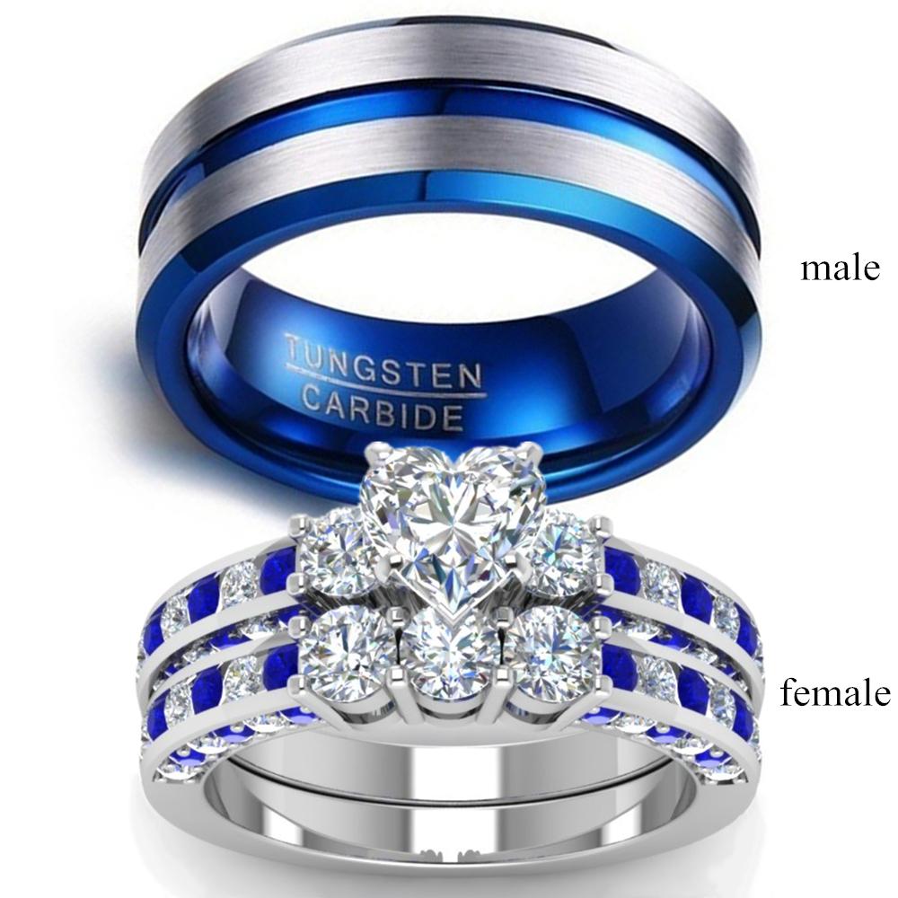 Couple Rings -Men S 8mm Blue Stainless Steel Ring Women S Love Heart Crystal Cz Rings Set Bridal Wedding Engagement Jewelry
Couple Rings -Men S 8mm Blue Stainless Steel Ring Women S Love Heart Crystal Cz Rings Set Bridal Wedding Engagement Jewelry