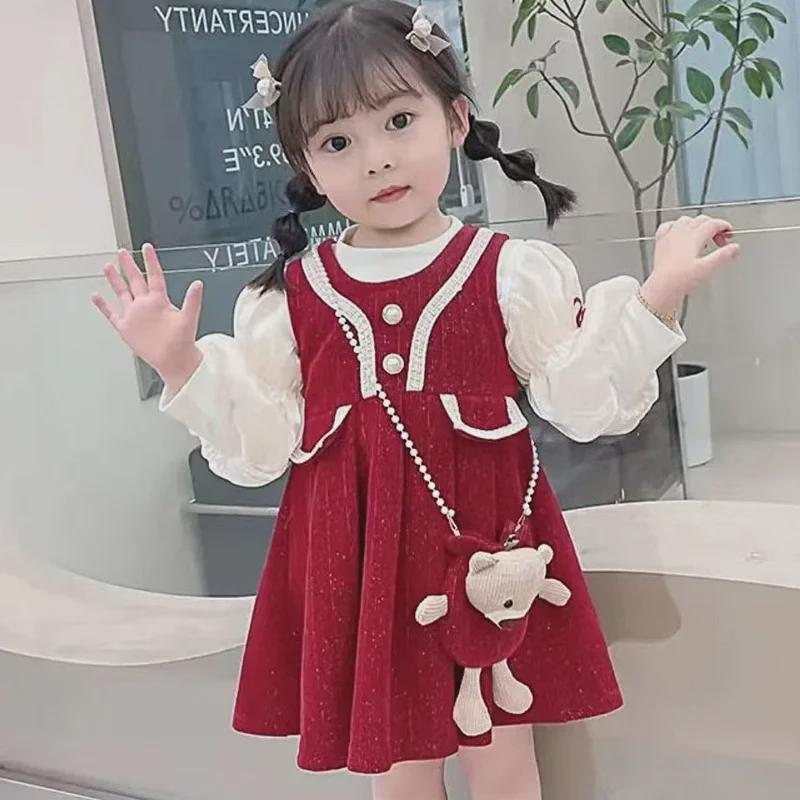 2024 Autumn/Winter Girls Princess Dress: Bottoming Shirt Top & Vest Skirt 110 cm рожевий
2024 Autumn/Winter Girls Princess Dress: Bottoming Shirt Top & Vest Skirt 110 cm рожевий