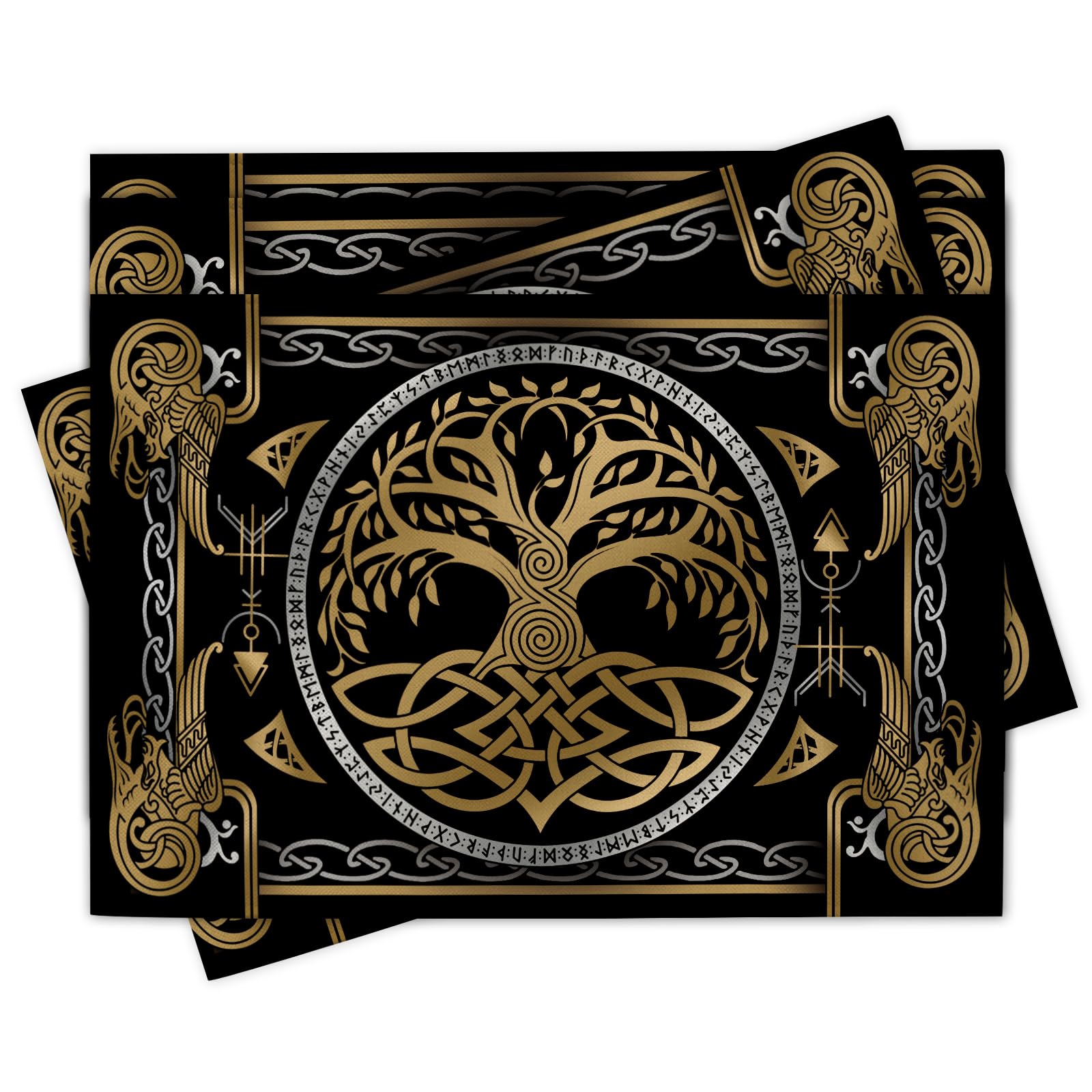 Viking Tree of Life Pagan Placemats Set of 4, Vintage Black Gold Raven Birds Celtic Style Dining Place Mats Table Decor 4Pcs-12 X18
Viking Tree of Life Pagan Placemats Set of 4, Vintage Black Gold Raven Birds Celtic Style Dining Place Mats Table Decor 4Pcs-12 X18