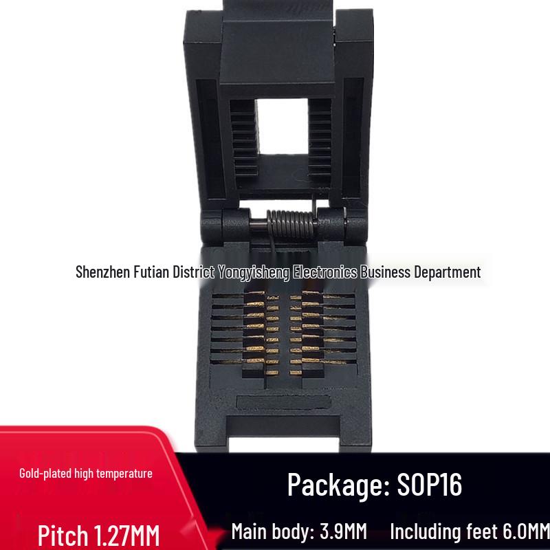 SOP16 Programming Socket FP-16 1.27mm Flip-Top Gold-Plated High-Temp Resistant Chip Test Socket
SOP16 Programming Socket FP-16 1.27mm Flip-Top Gold-Plated High-Temp Resistant Chip Test Socket