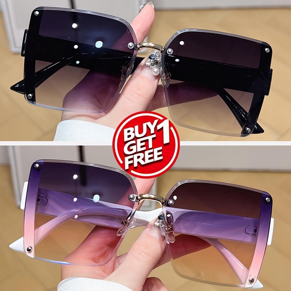 2-Pack Unisex Rectangular Fashion Sunglasses with Decorative Lenses & Golden-Tone Accents
2-Pack Unisex Rectangular Fashion Sunglasses with Decorative Lenses & Golden-Tone Accents