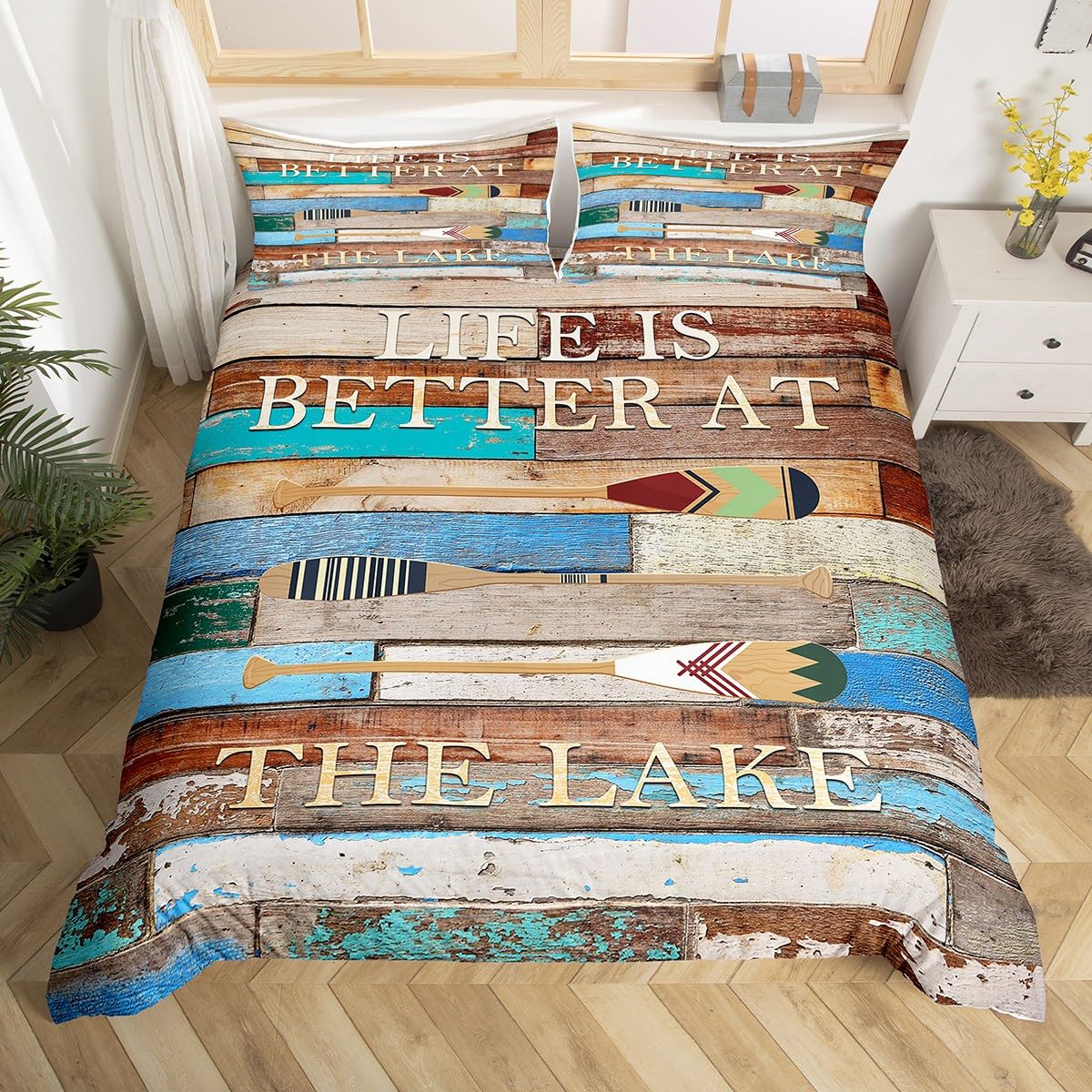 Lake House Decor Beding Set, Lake Padle Soft Duvet Cover Quen Vintage Cabin Warm Comforter Cover Rustic Farmhouse Woden Comfortable Quilt Cover 120*200cm Single
Lake House Decor Beding Set, Lake Padle Soft Duvet Cover Quen Vintage Cabin Warm Comforter Cover Rustic Farmhouse Woden Comfortable Quilt Cover 120*200cm Single