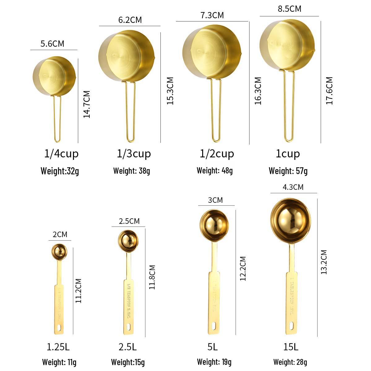 Набор мерных чашек и ложек из нержавеющей стали для кофе, приправ, выпечки - набор из 4 или 8 предметов.
Набор мерных чашек и ложек из нержавеющей стали для кофе, приправ, выпечки - набор из 4 или 8 предметов.