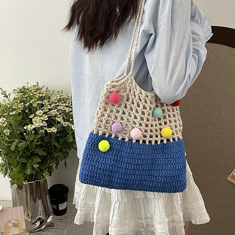 New casual large-capacity crochet bag women s contrasting color versatile shoulder bag tote bag темно-синього кольору
New casual large-capacity crochet bag women s contrasting color versatile shoulder bag tote bag темно-синього кольору
