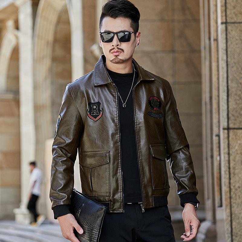 Плюшевая кожаная куртка для мужчин на осень и зиму, новая повседневная модная брендовая кожаная куртка для летчиков, утолщенная теплая мотоциклетная куртка для мужчин 4XL