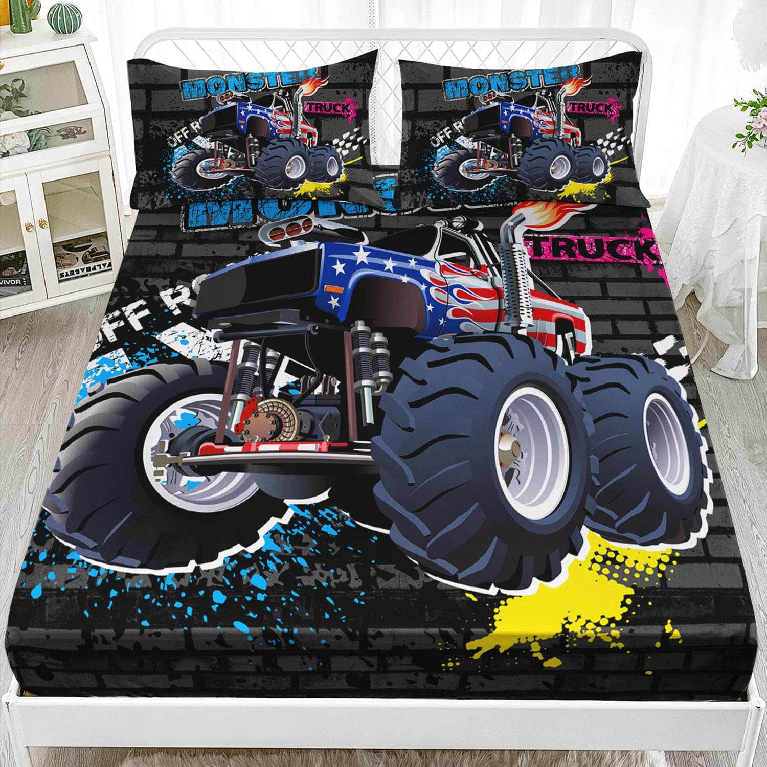 Kids Monster Truck Fitted Sheet Set, 3D Space Galaxy Dinosaur Bed Sheet Set Full Size, Boys Fitted Sheet Set and Pillowcases 150x200cm
Kids Monster Truck Fitted Sheet Set, 3D Space Galaxy Dinosaur Bed Sheet Set Full Size, Boys Fitted Sheet Set and Pillowcases 150x200cm