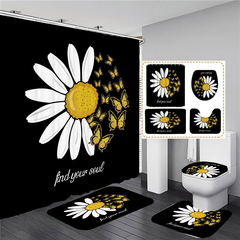 Sunflower Black Shower Curtains Beautiful Flowers 3D Print Bathroom Curtain Set Toilet Cover Bath Mat Non-Slip Rug With 12 Hooks W60H190(CM)-1 Pcs
Sunflower Black Shower Curtains Beautiful Flowers 3D Print Bathroom Curtain Set Toilet Cover Bath Mat Non-Slip Rug With 12 Hooks W60H190(CM)-1 Pcs
