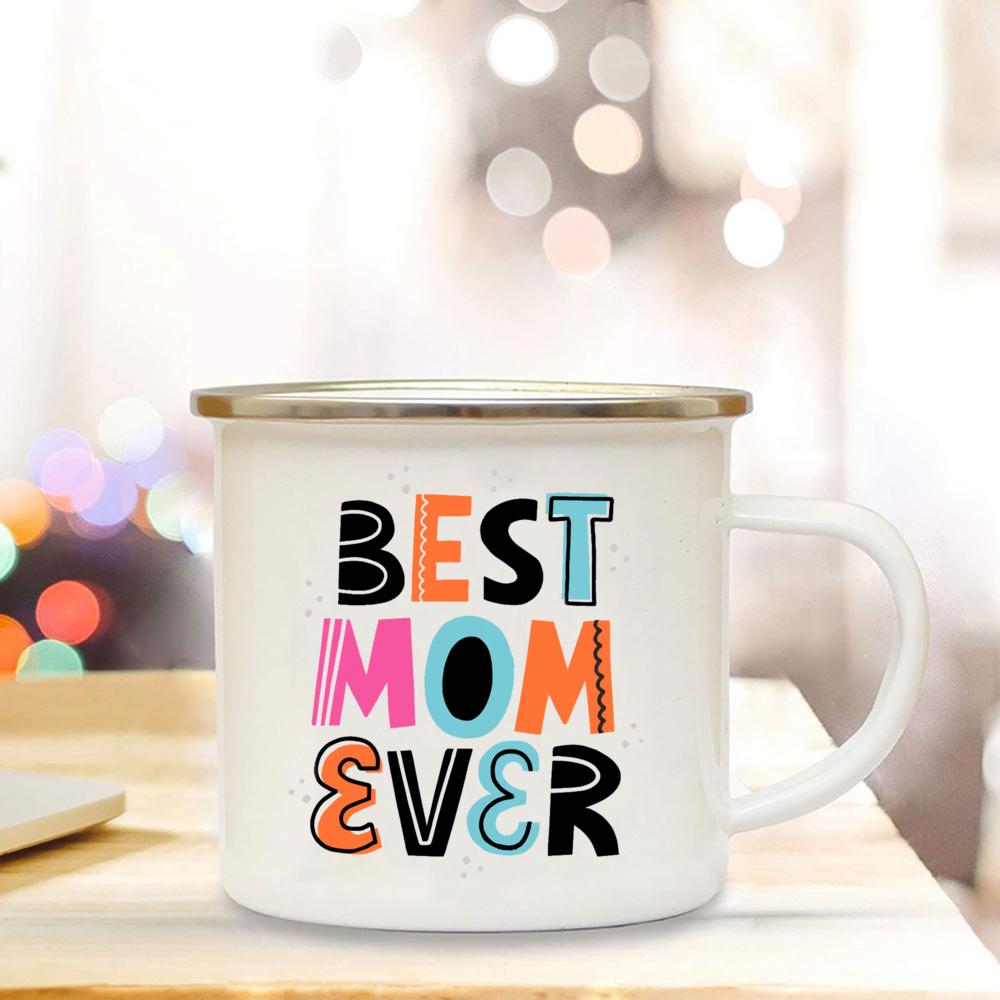 Лучшая мама на свете эмалированная кружка Подарок на День матери для мамы Подарки на день рождения для мамы Лучшая мама на свете Кружка для мамы Кружки для кофе и чая Чашка для матери 360ml