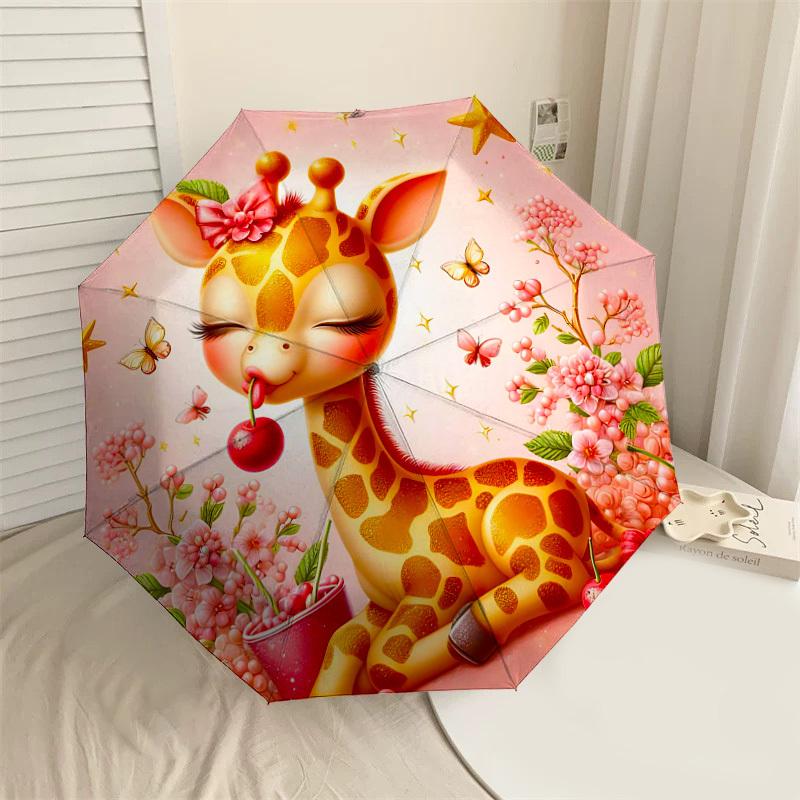 1pc giraffe, cherry Automatic Open/Close Umbrella Compact Folding Umbrella with 8-Rib Shaft for Women/Men, Elegant Birthday1123S
1pc giraffe, cherry Automatic Open/Close Umbrella Compact Folding Umbrella with 8-Rib Shaft for Women/Men, Elegant Birthday1123S