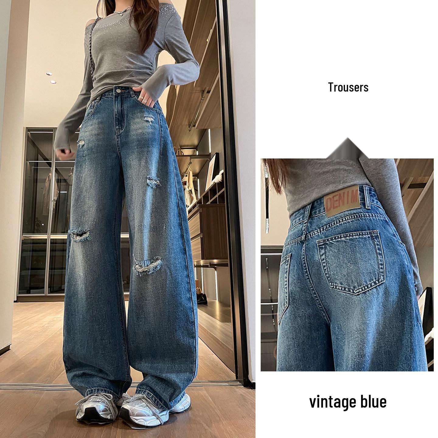 2026 Spring/Autumn Retro Wide-Leg Ripped Jeans for Tall Women - Trendy, Flattering, Floor-Length Style Small
2026 Spring/Autumn Retro Wide-Leg Ripped Jeans for Tall Women - Trendy, Flattering, Floor-Length Style Small