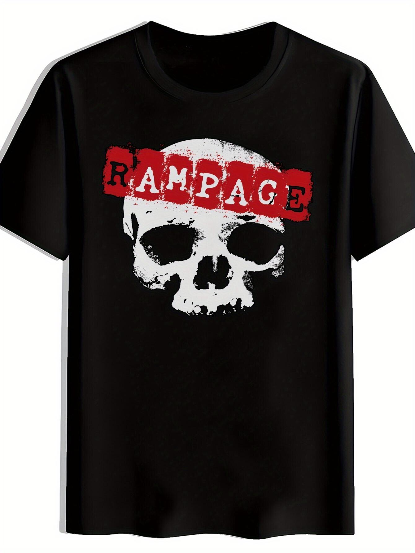 Vintage Rock Band Graphic T-shirt - Black Casual Crew Neck Short Sleeve Tee with Skull & RAMPAGE Print XXL
Vintage Rock Band Graphic T-shirt - Black Casual Crew Neck Short Sleeve Tee with Skull & RAMPAGE Print XXL