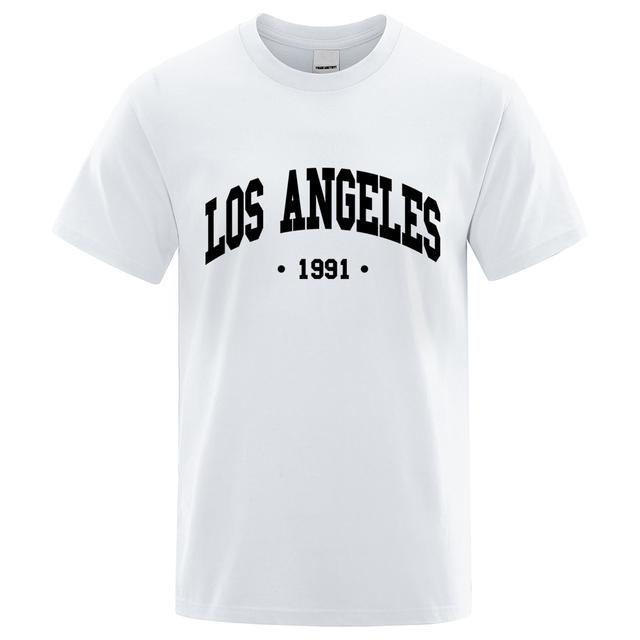 Мужские и женские футболки Los Angels 1991, одежда с буквенным принтом города США, мужская дышащая футболка большого размера, летняя футболка, хлопковая футболка
Мужские и женские футболки Los Angels 1991, одежда с буквенным принтом города США, мужская дышащая футболка большого размера, летняя футболка, хлопковая футболка