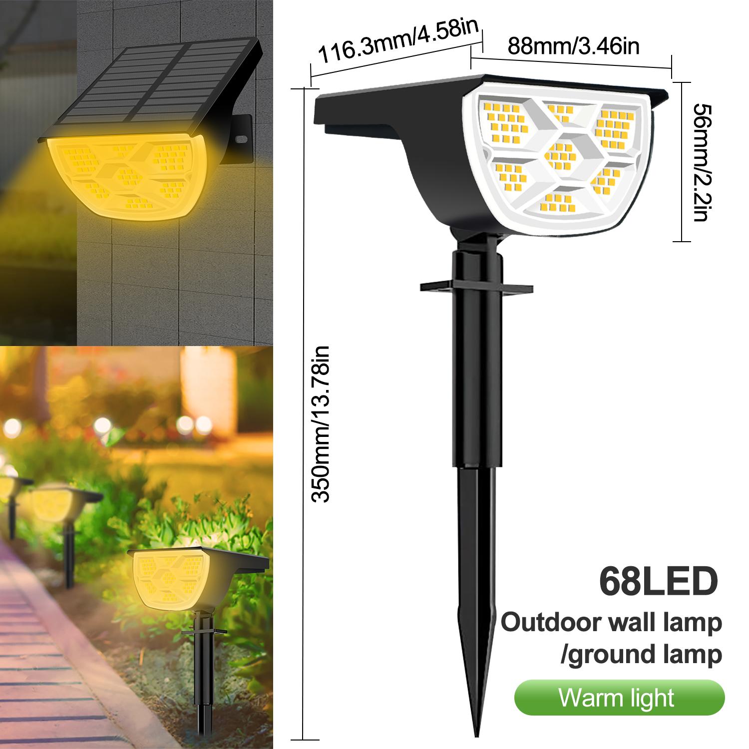 68/64/60LED Solar Landscape Spotlights Solar Powered Garden Lights 3 Modes Waterproof Wall Lamp Yard Driveway Pathway Garage 1pcs
68/64/60LED Solar Landscape Spotlights Solar Powered Garden Lights 3 Modes Waterproof Wall Lamp Yard Driveway Pathway Garage 1pcs