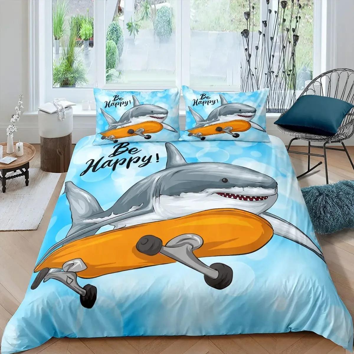 Comforter Blue And White Cartoon Shark Fish Print Kids Boys Girls Luxury Room Decoration For Children Teens Gift Queen Size Comforter (quilt)-EU Single(135*200cm)3pcs
Comforter Blue And White Cartoon Shark Fish Print Kids Boys Girls Luxury Room Decoration For Children Teens Gift Queen Size Comforter (quilt)-EU Single(135*200cm)3pcs