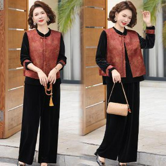 Mom s 2026 Wide-leg Pants & Chinese National Style Top: Spring/Autumn Three-piece Set for Middle-aged and Elderly Women XL червоний
Mom s 2026 Wide-leg Pants & Chinese National Style Top: Spring/Autumn Three-piece Set for Middle-aged and Elderly Women XL червоний