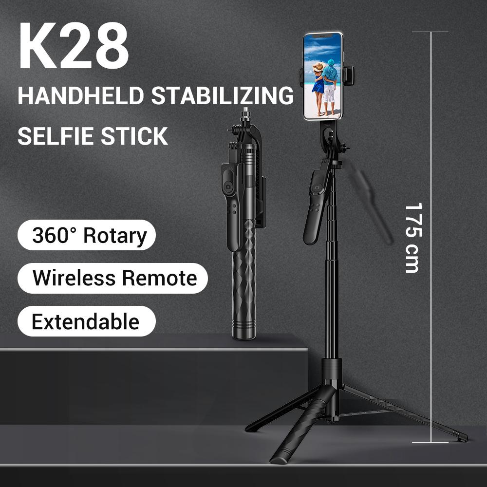 K28 2-in-1 175cm Extendable Aluminum Alloy Floor Tripod Handheld Bluetooth-compatible Selfie Stick Type A
K28 2-in-1 175cm Extendable Aluminum Alloy Floor Tripod Handheld Bluetooth-compatible Selfie Stick Type A