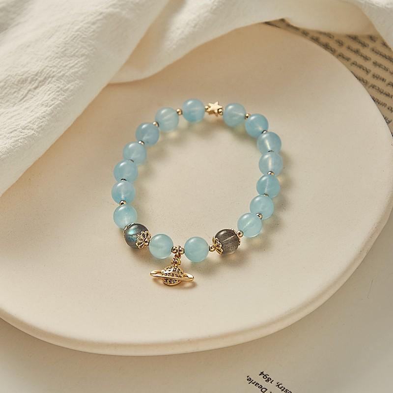 Natural Aquamarine and Gray Moonstone Beaded Bracelet for Women Aquamarine Planet Bracelet 16-17cm
Natural Aquamarine and Gray Moonstone Beaded Bracelet for Women Aquamarine Planet Bracelet 16-17cm