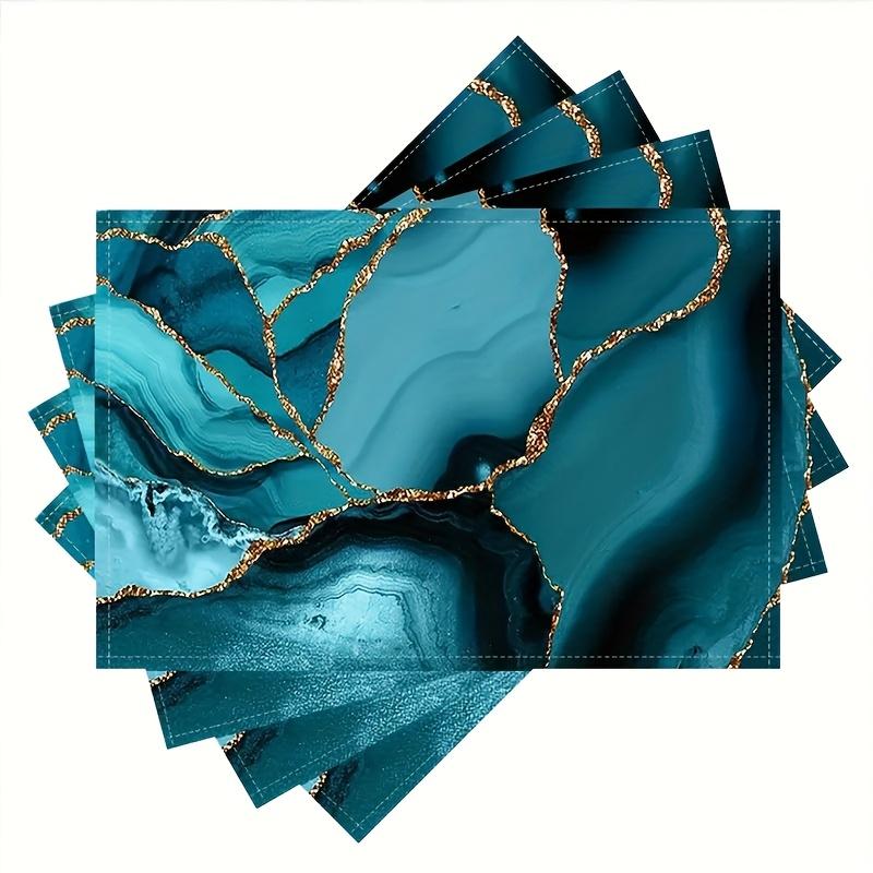 Set of 4 Marble-Inspired Placemats - 12x18 Inch, Heat & Non-Slip Burlap Table Mats in Abstract , Teal, Turquoise & Golden for Dining Decor 1pcs
Set of 4 Marble-Inspired Placemats - 12x18 Inch, Heat & Non-Slip Burlap Table Mats in Abstract , Teal, Turquoise & Golden for Dining Decor 1pcs